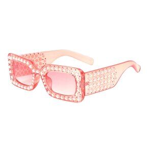 Antioquia Pearl Shape Rhinestone Oversized Rectangular Sunglasses